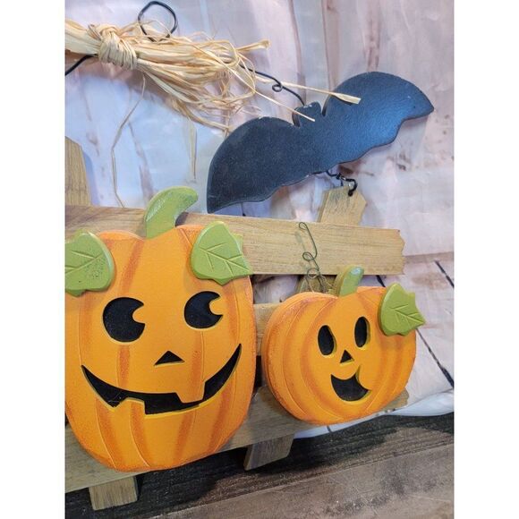 Welcome pumpkin patch Harvest Halloween wooden sign Decor bat - Picture 4 of 6